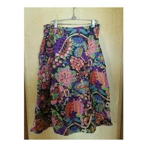 VINTAGE abstract floral print velvet skirt